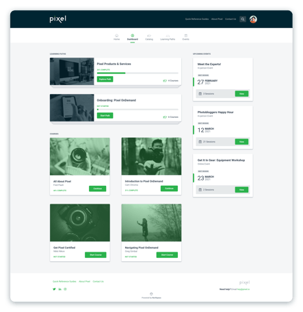 Pixel academy, desktop, dashboard page