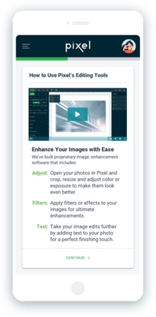 Pixel mobile view, course viewer