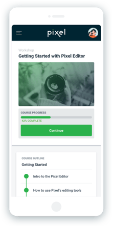 Pixel mobile view, course cover page