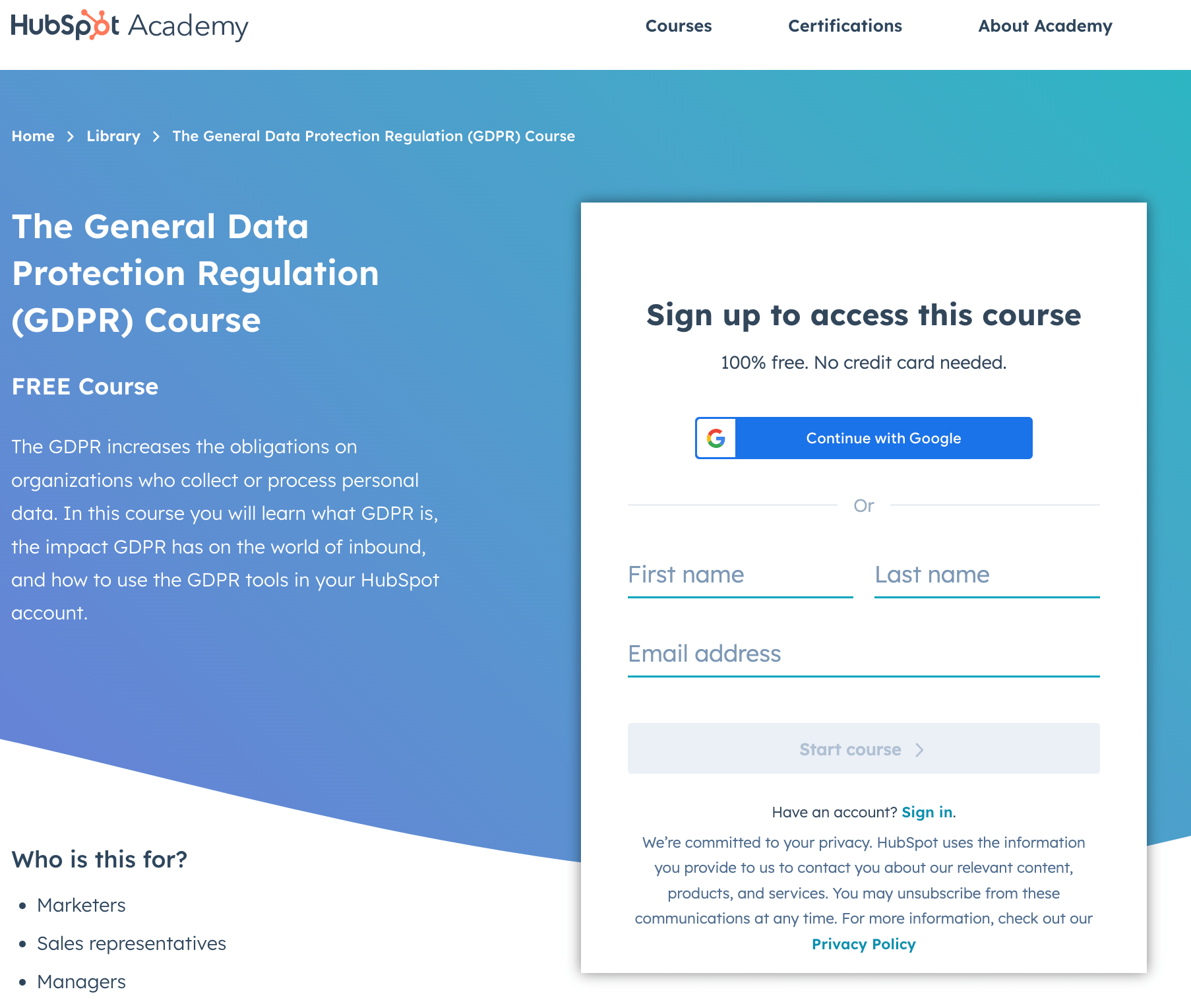 HubSpot GDPR Course