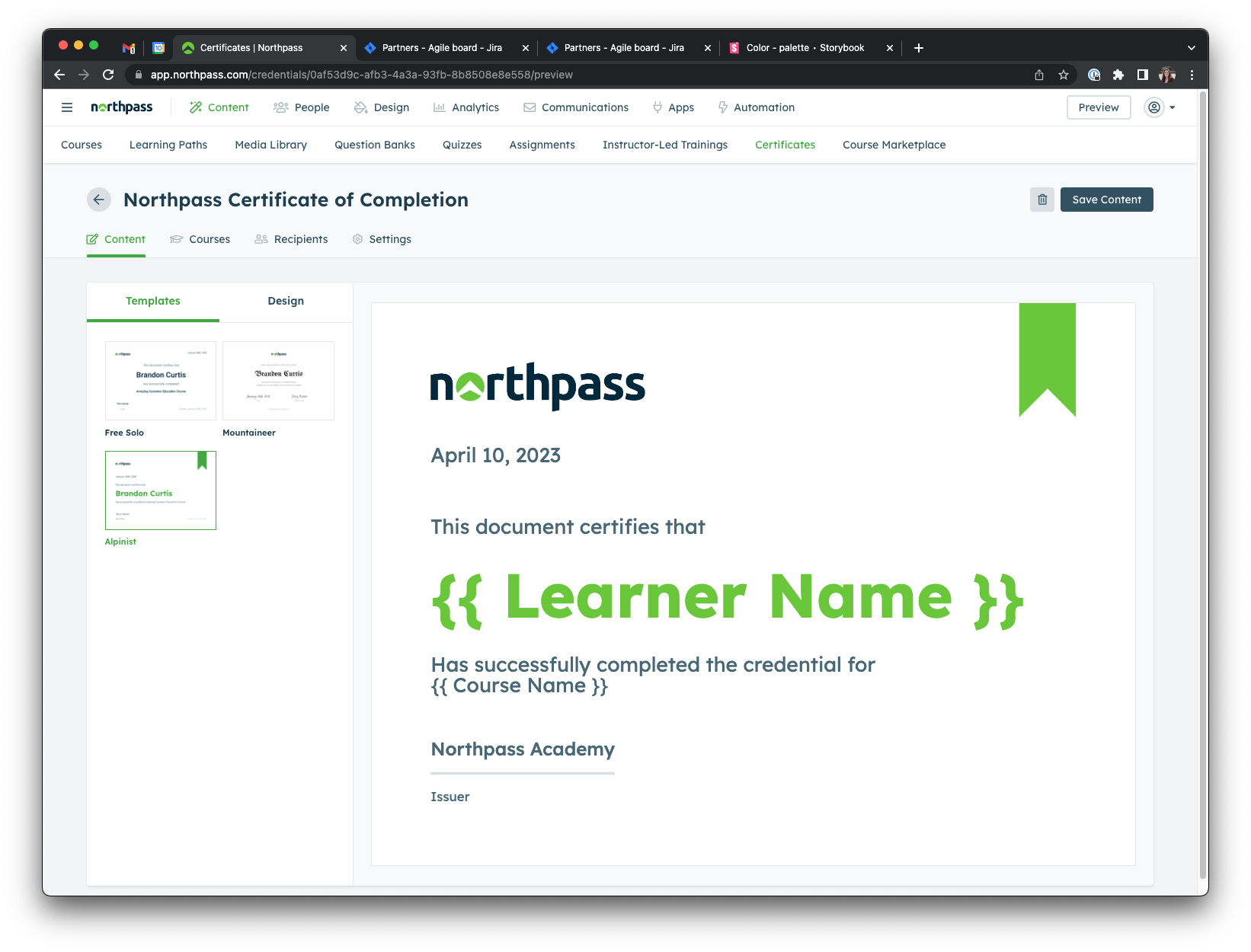Northpass Certificate Template Gallery