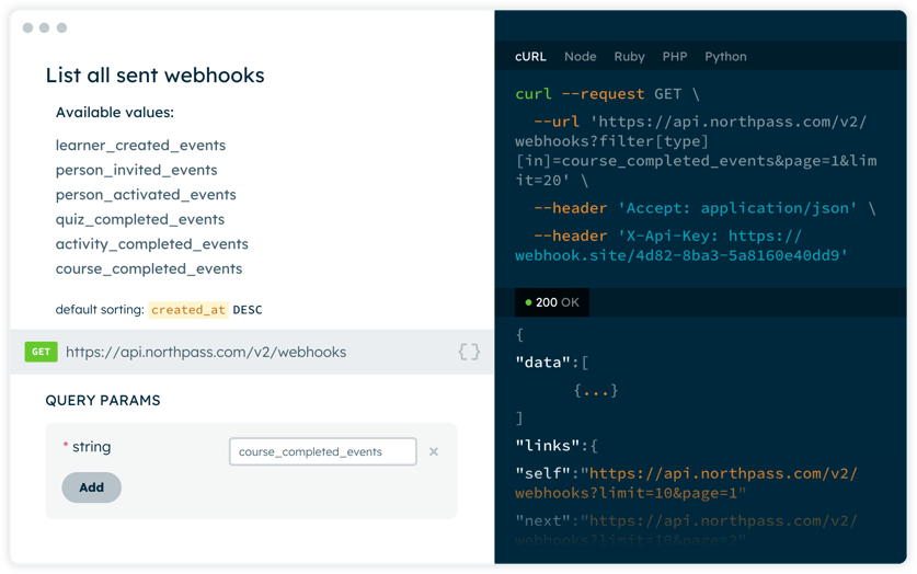 API and webhooks graphic