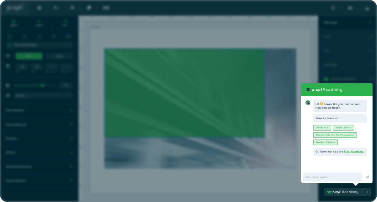 Pixel Academy, chat widget popup